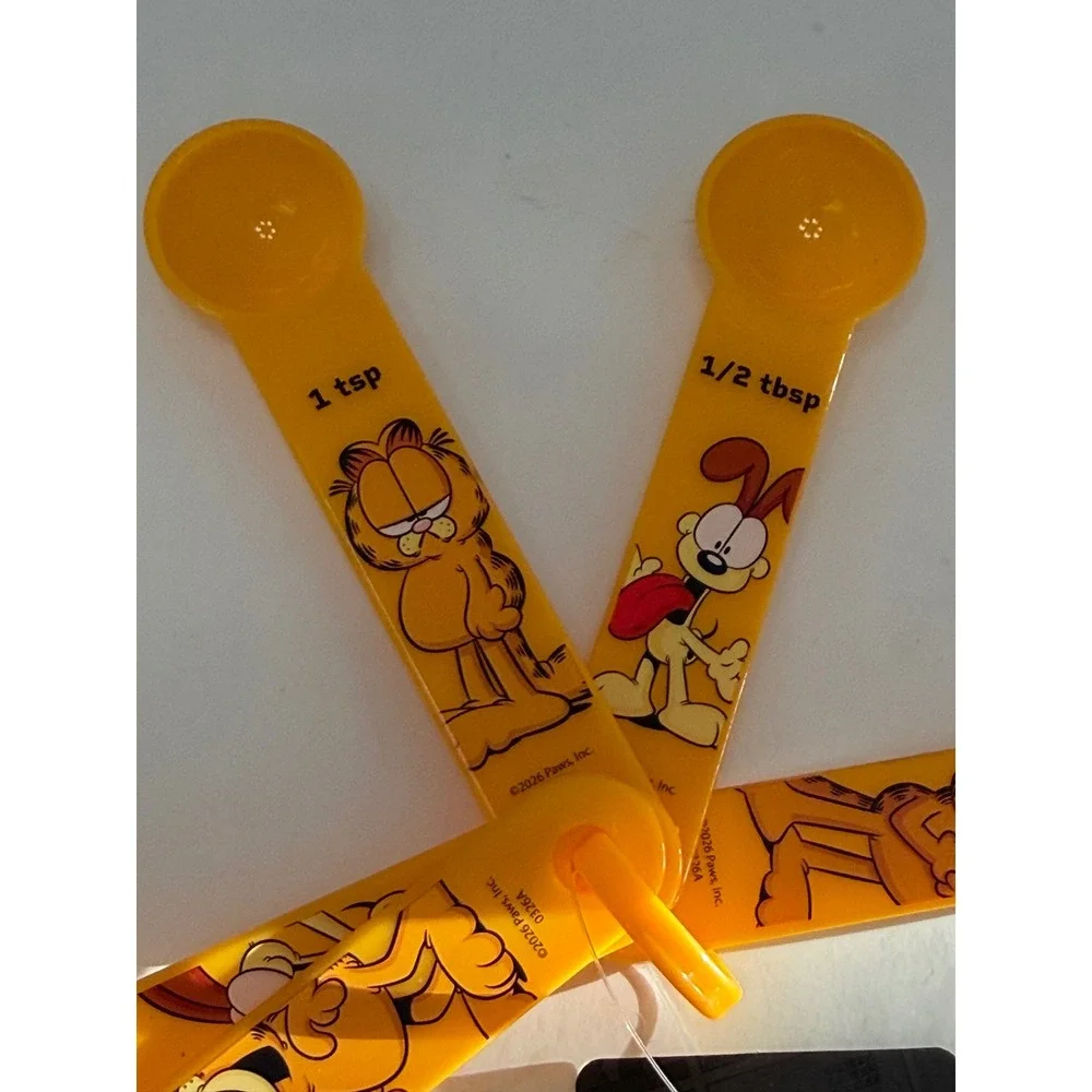 Garfield and Odie Measuring Spoons Set Yellow Nickelodeon Kitchen 5 Piece NEW